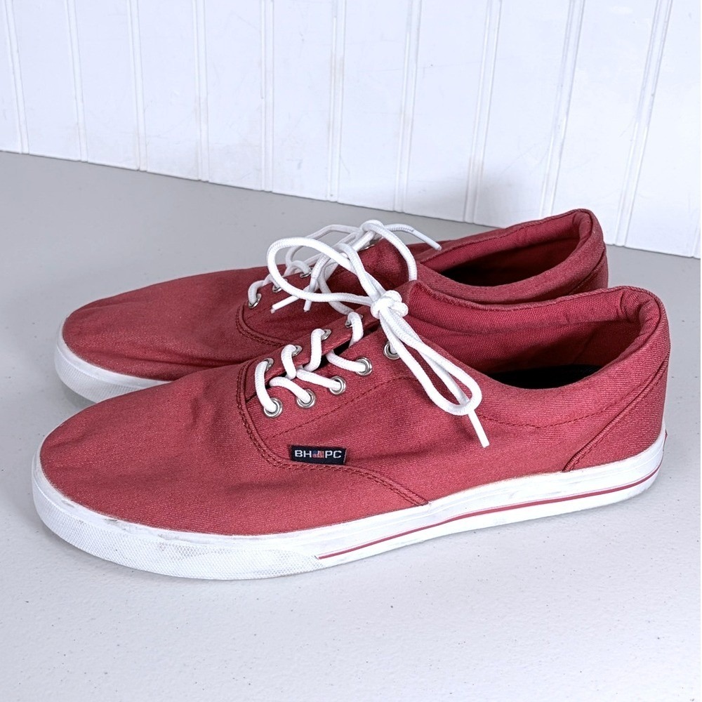 Beverly Hills Polo Club Red Canvas Sneakers Size 11 Men Low Top Summer Shoes